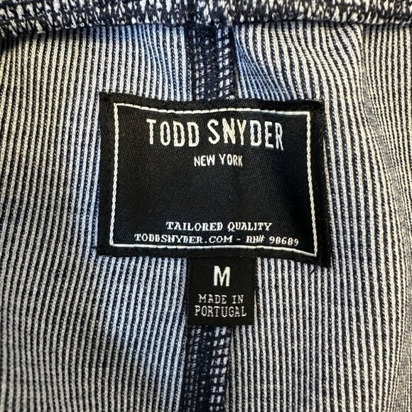 Todd Snyder Mens Houndstooth Track Pant Blue White Ankle Zip Stretch Size Medium - Picture 3 of 16